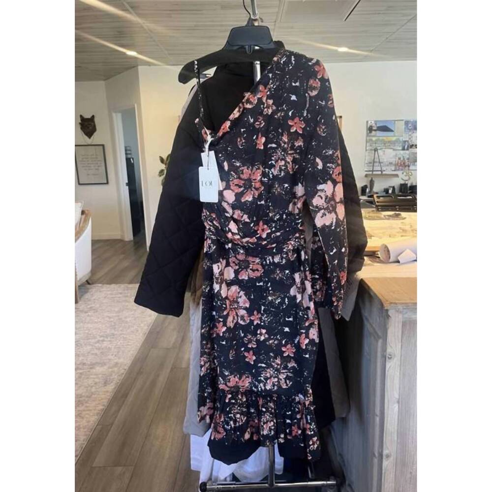 NEW DESERT QUEEN women's one shoulder floral dress in orange